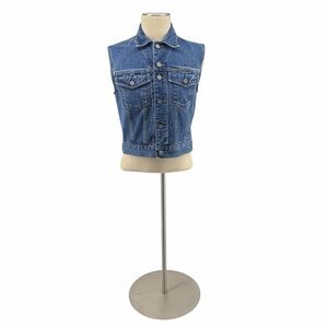 Calvin Klein Denim Vest Small 90s Y2K Blue Jean Sleeveless Jacket Vintage